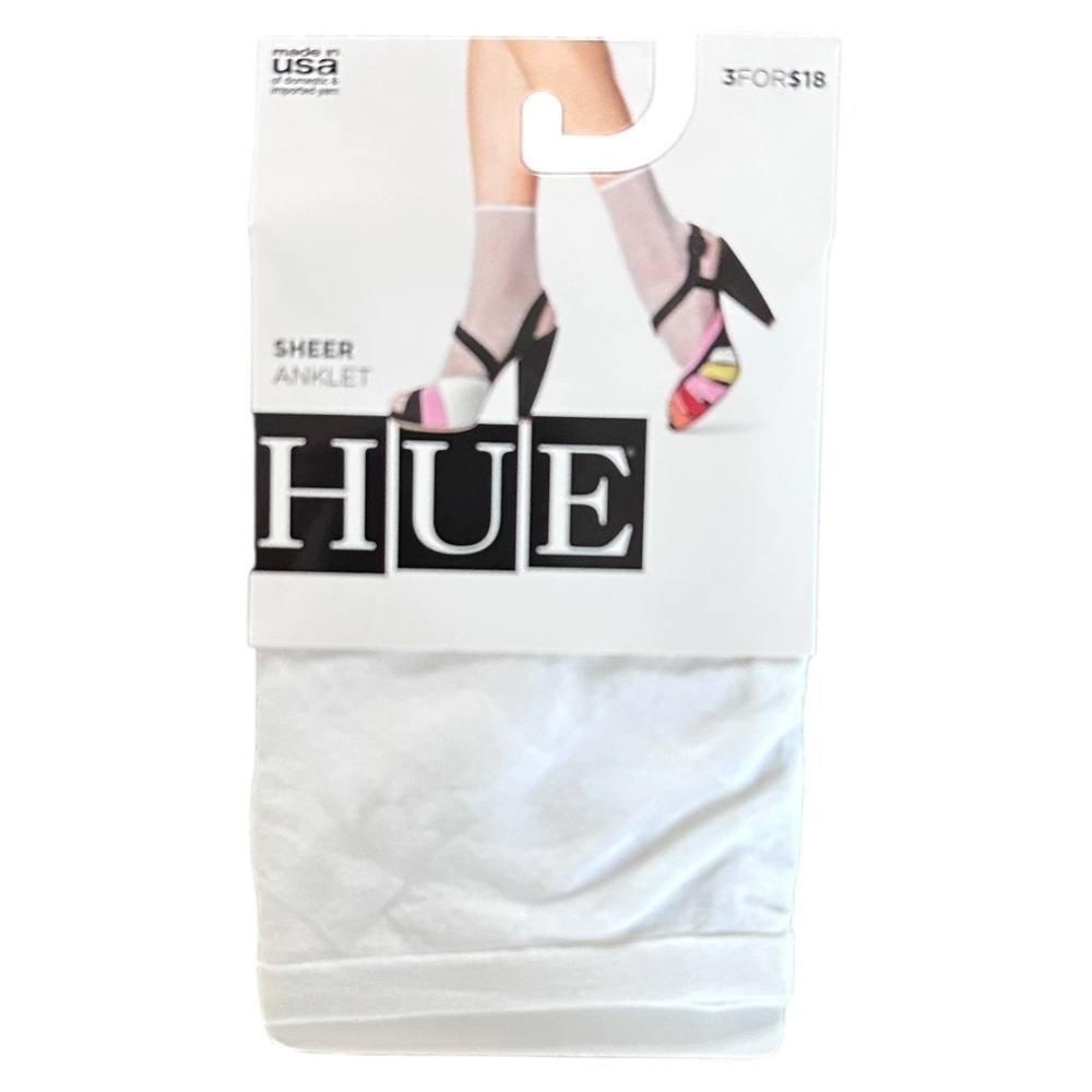 HUE Sheer Anklet One Size NWT Diagonal Ribbon Anklet White